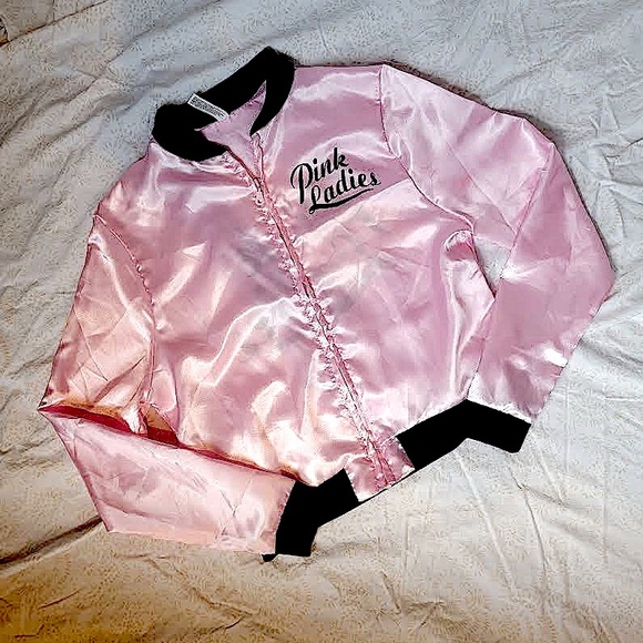 Pink Ladies Jacket Jackets & Blazers - Vintage GREASE PINK LADIES SATIN BOMBER ZIP UP JACKET!